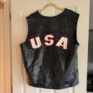 STATE Black Leather Button-Up Vest